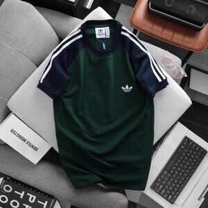 Adidas Classics Original 3 Stripes Tee Shirt Trefoil Retro Men Green White